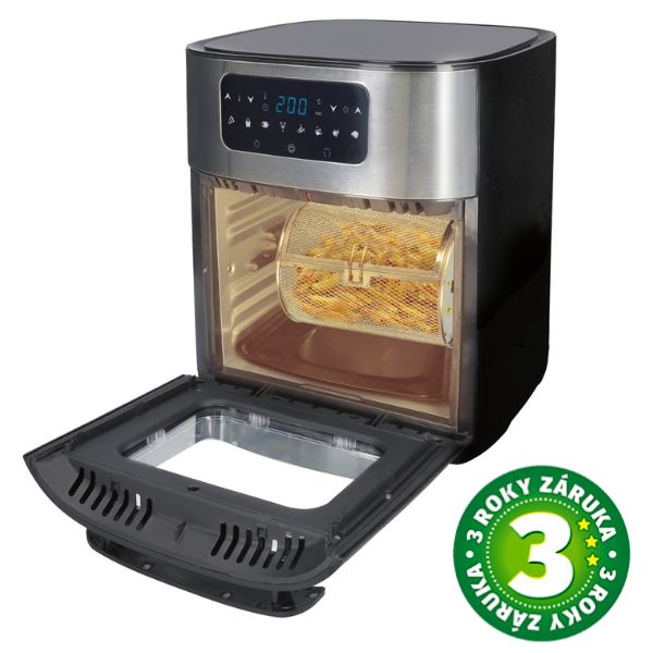 Horkovzdušná fritéza trouba, digitální Asane 10l, gril, buben, špízy, 1700W, 3 roky záruka